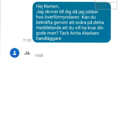 Överförmyndarnämnden i Uddevalla falsificeraren SMS-konversation med Romen
