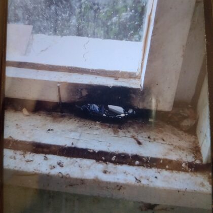 ул. "Първа" 73, пожарът 2012 г, мястото от което пожарът е подхванал покрива