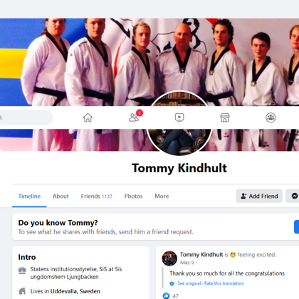 от профила на попечител Томми Шиндхулт разбираме че е колега на Петер в сис-дома