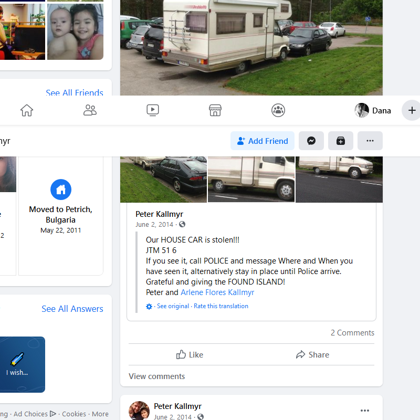 Петер инсценира често кражба на караваните и колите си