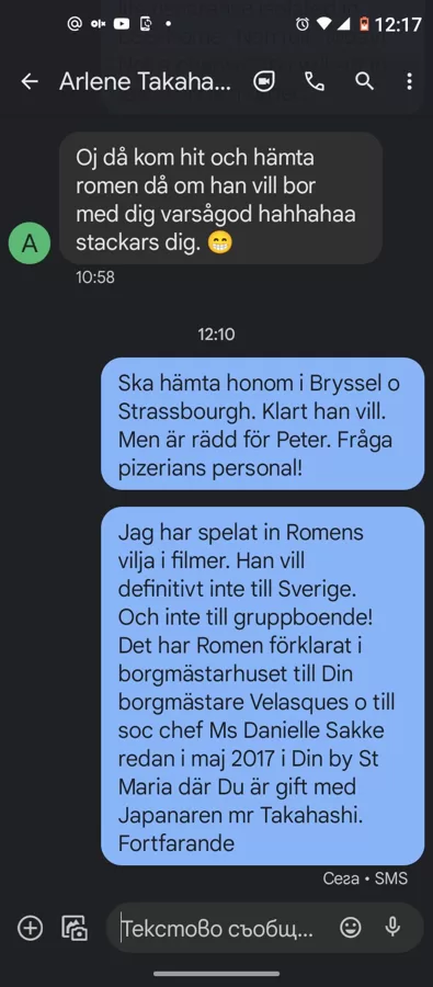 SMS-chatt med Arlene Takahashi den 19. Febr. 2022